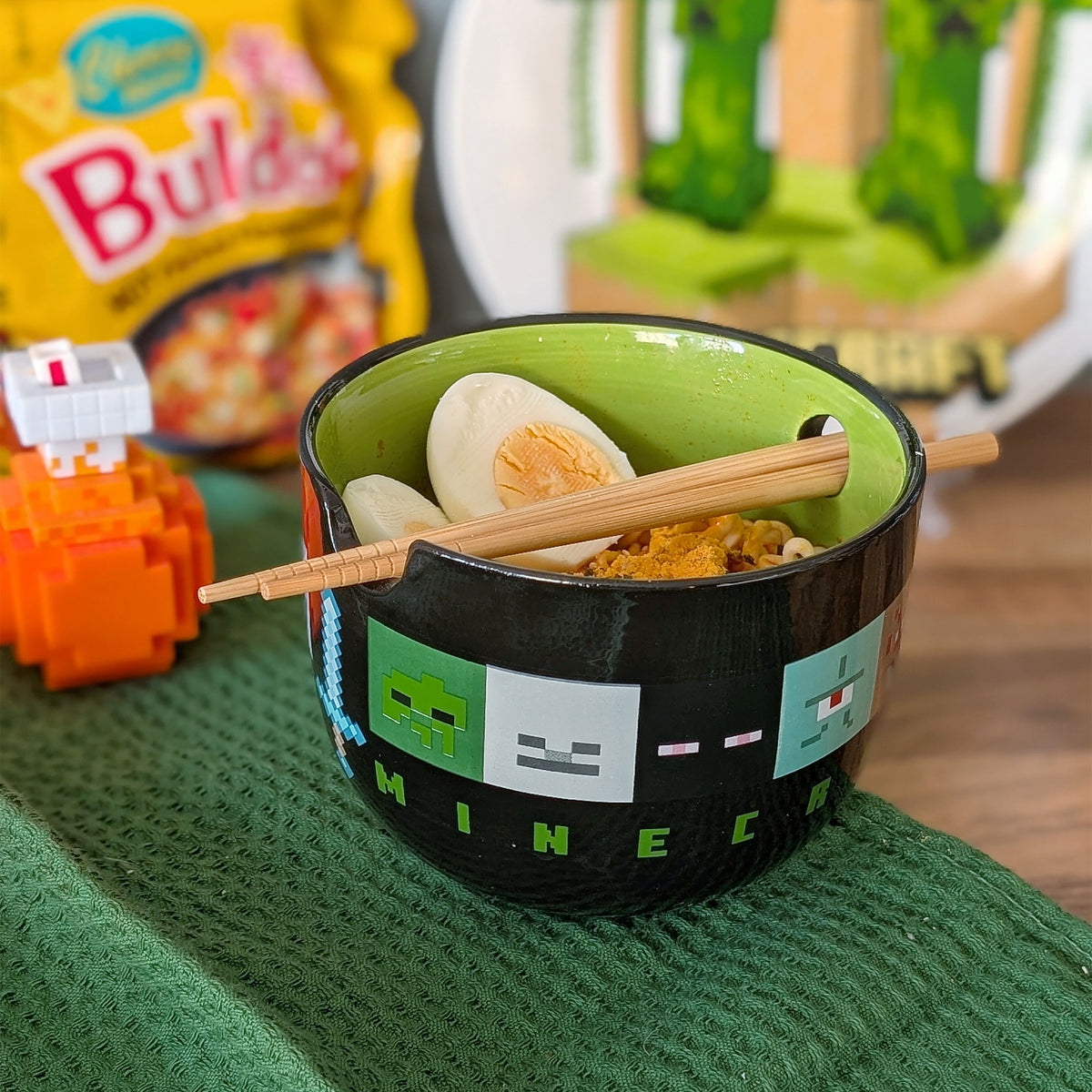 Image produit Minecraft - Bol à Ramen Creeper avec Baguettes
