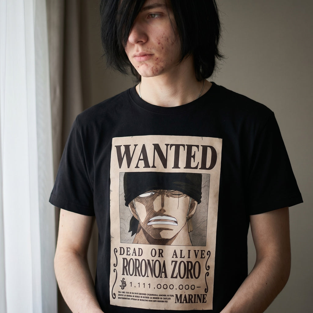 Image produit One Piece - T-shirt Roronoa Zoro Wanted noir