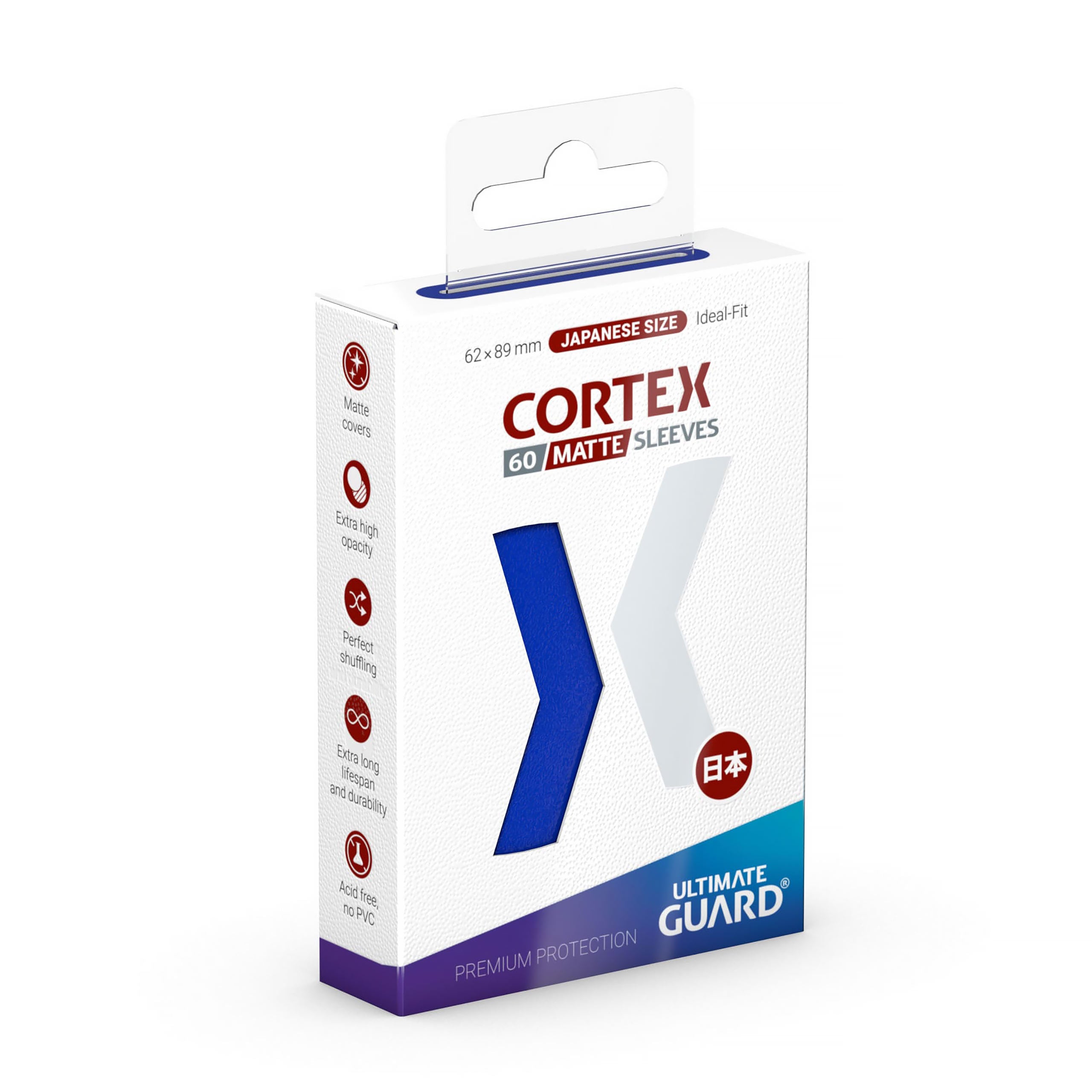Image produit Protèges-cartes Cortex bleu mat, lot de 60 – Ultimate Guard, format japonais (pour TCG)