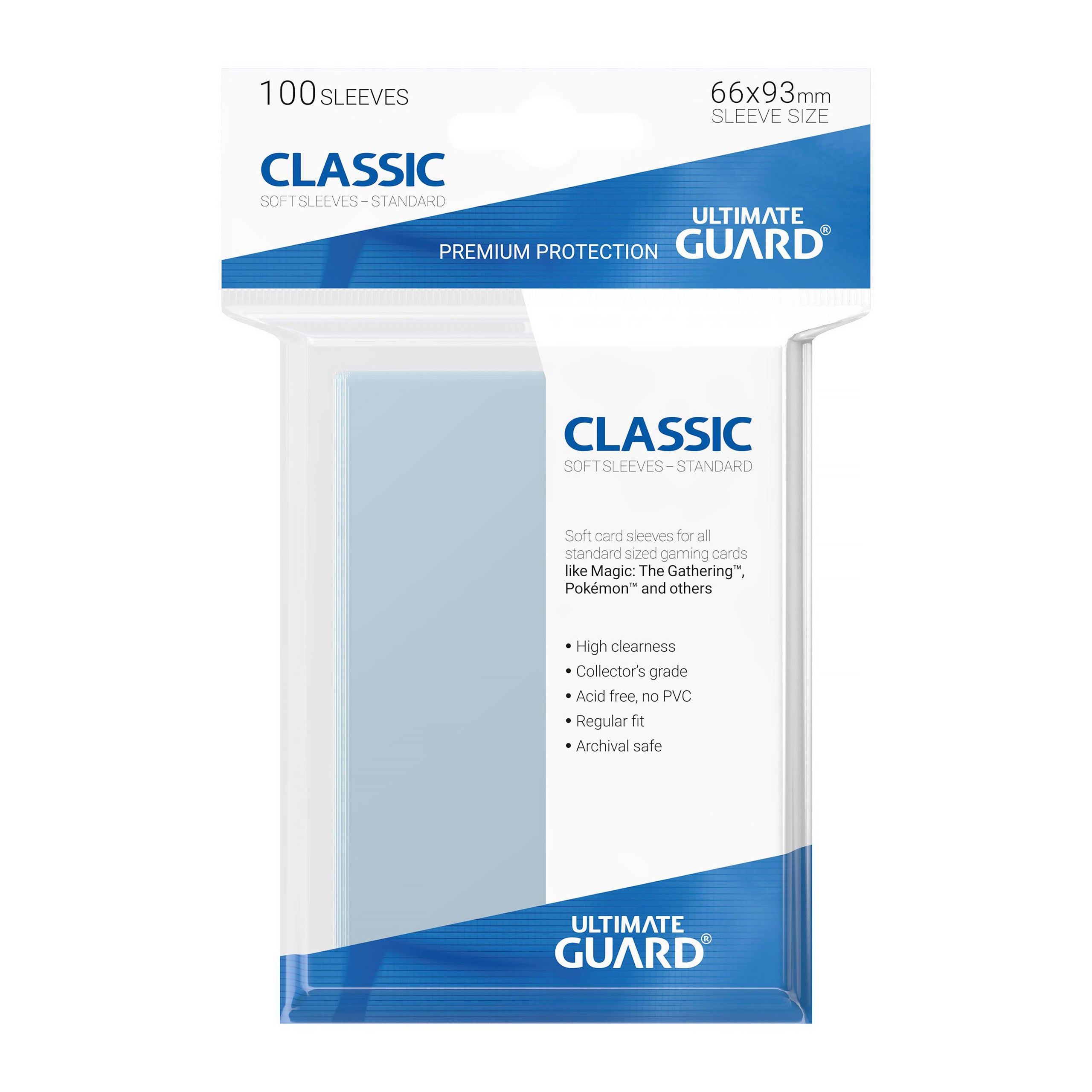 Image produit Ultimate Guard Classic Soft Sleeves Lot de 100 Transparent Format Standard