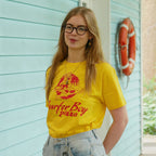 Image produit Stranger Things - T-shirt Surfer Boy Pizza jaune