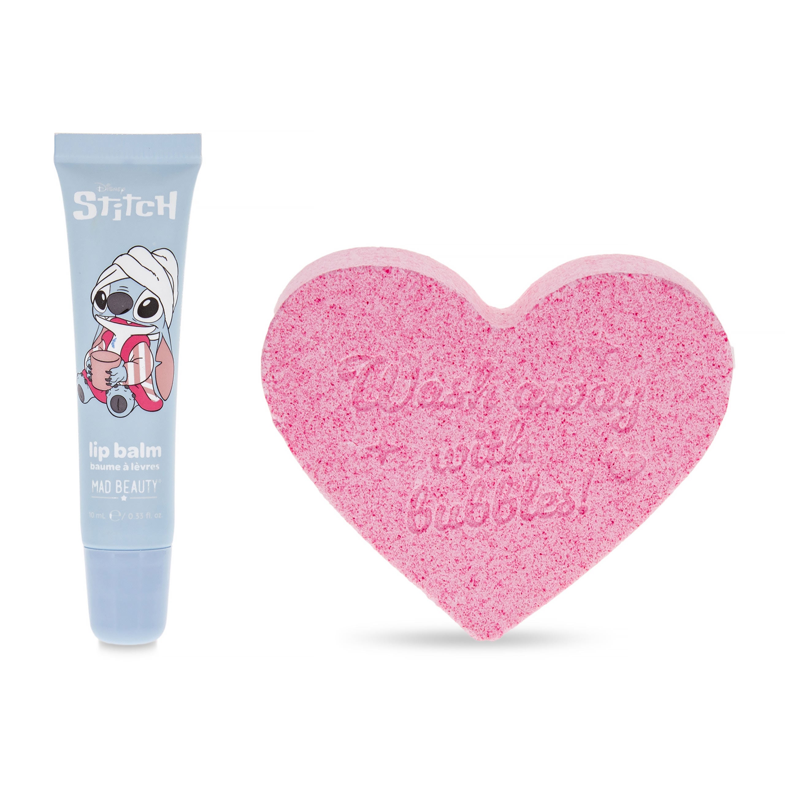 Image produit Coffret cosmétique Stitch : baume à lèvres et bombe de bain effervescente - Lilo & Stitch