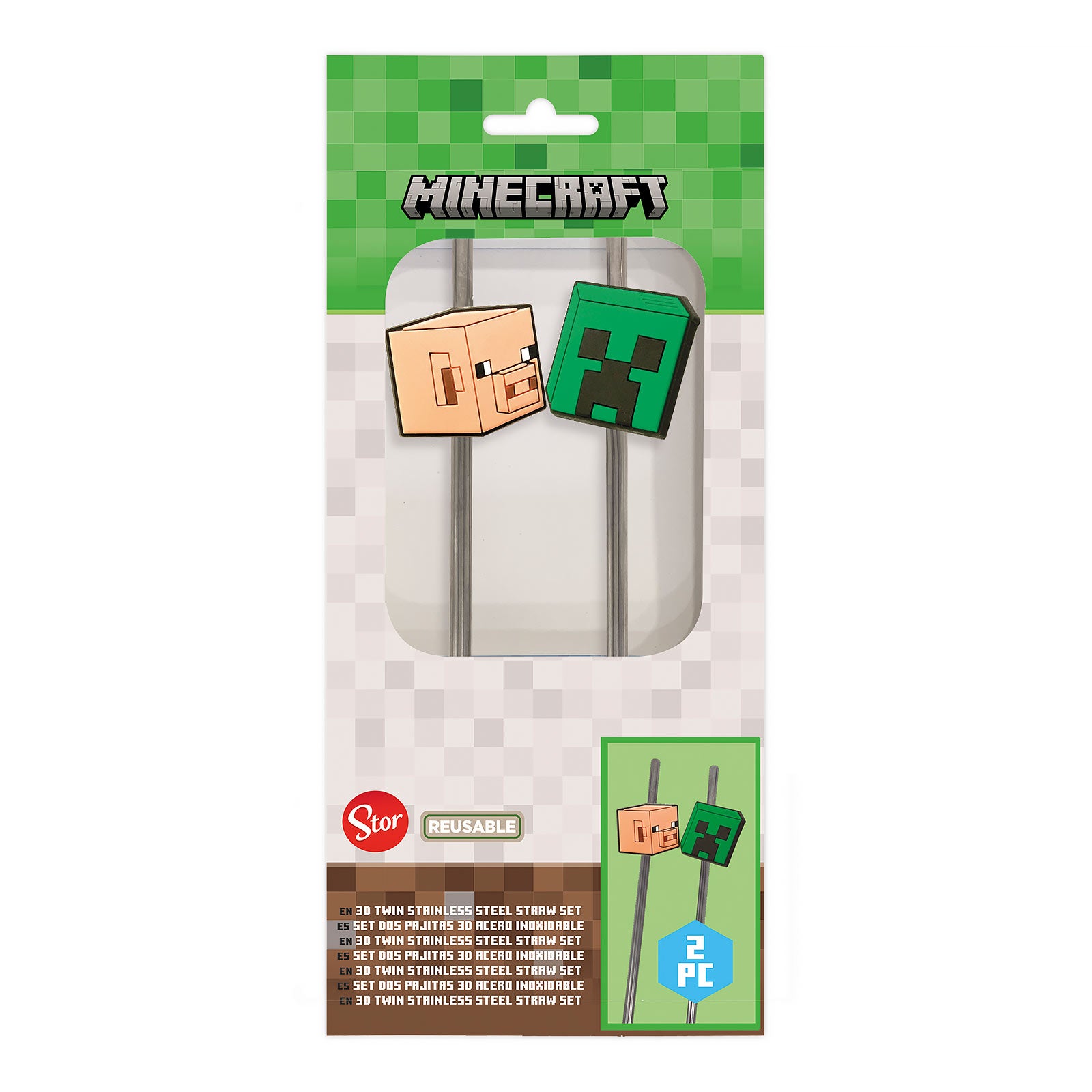 Image produit Minecraft - Pailles Creeper et Pig lot de 2