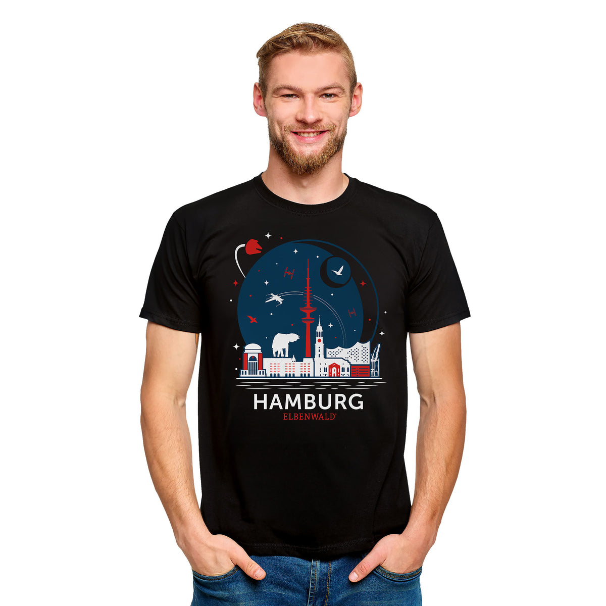 Image produit T-shirt Elbenwald à Hambourg Skyline noir
