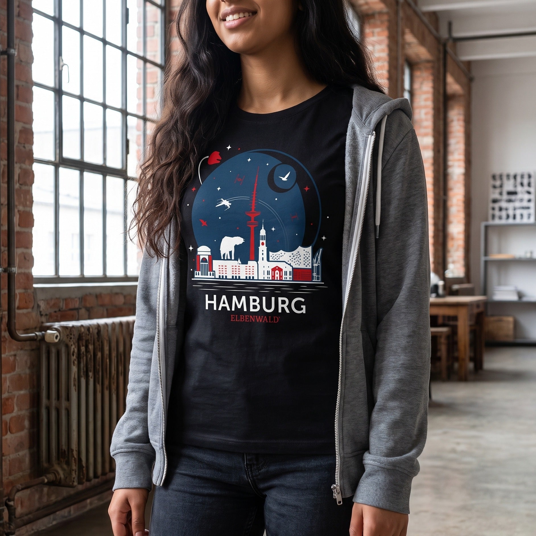 Product image Elbenwald in Hamburg Skyline T-Shirt Black