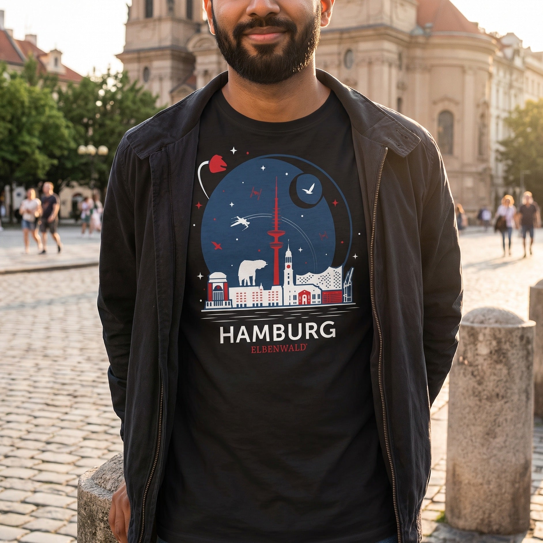 Image produit T-shirt Elbenwald à Hambourg Skyline noir