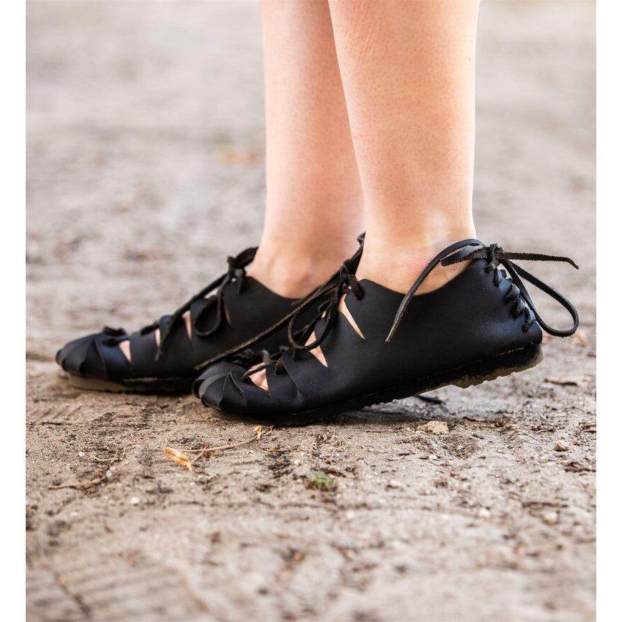 Image produit Chaussures médiévales en cuir nubuck noir