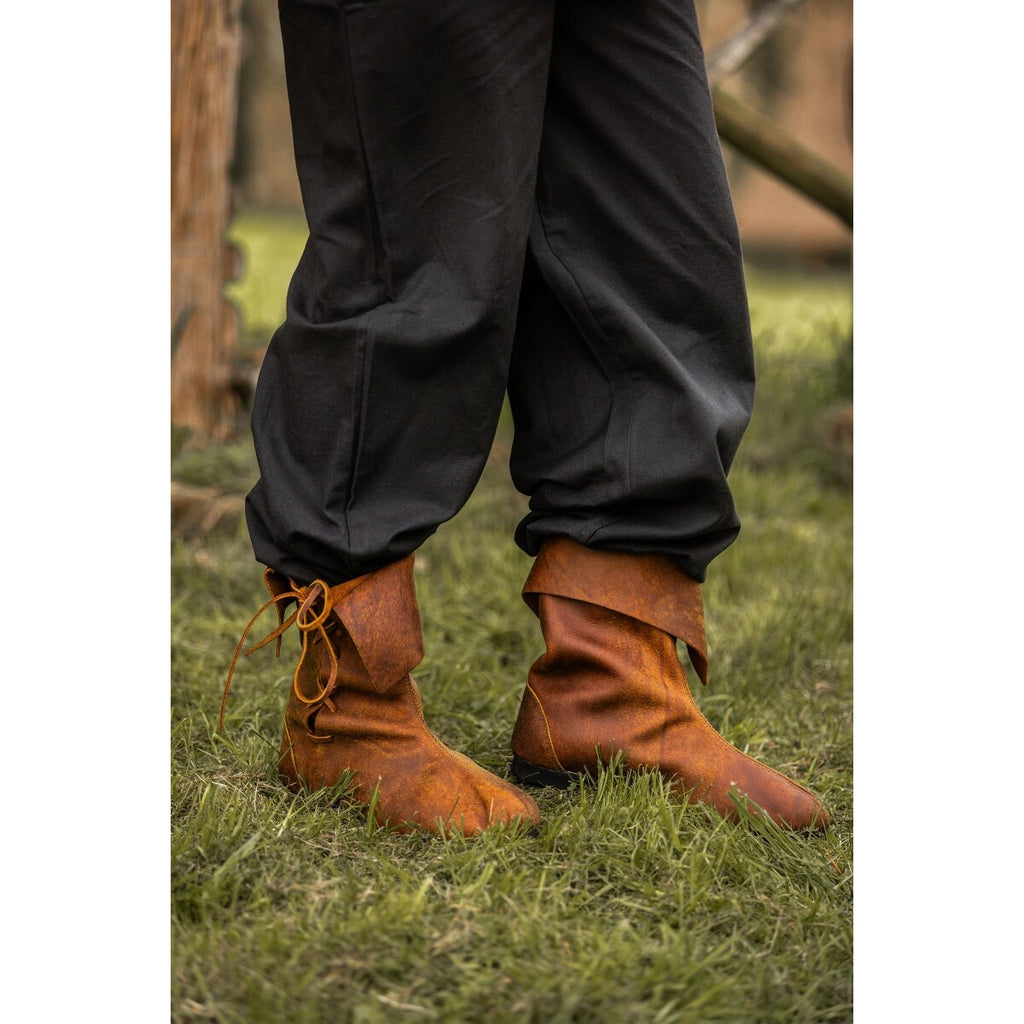 Image produit Bottes médiévales à revers en cuir nubuck marron
