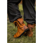 Image produit Bottes médiévales à revers en cuir nubuck marron