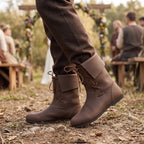 Image produit Bottes médiévales à revers en cuir nubuck marron