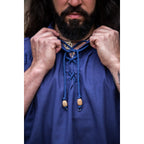 Image produit Chemise médiévale à col officier lacée Louis sans manches bleu