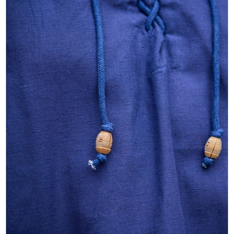 Image produit Chemise médiévale à col officier lacée Louis sans manches bleu