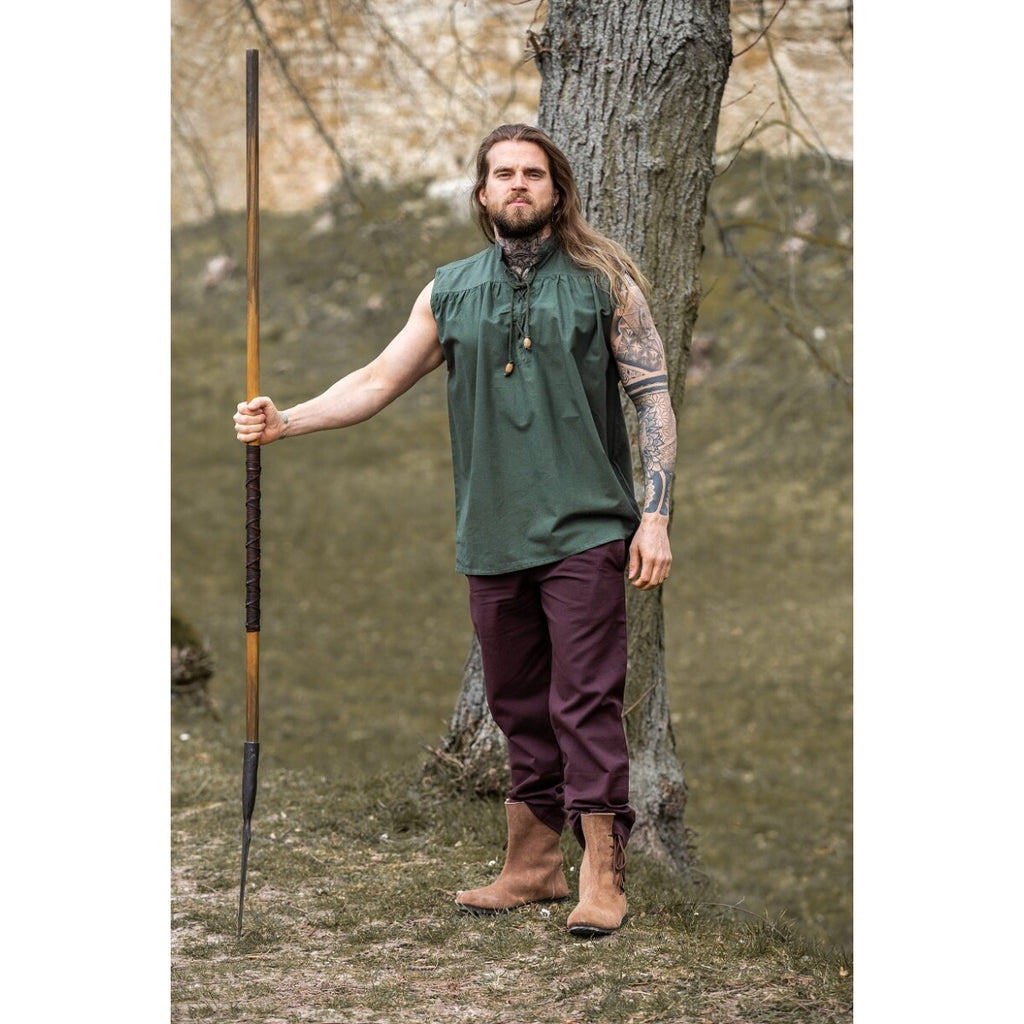 Image produit Chemise médiévale à col montant à lacets Louis sans manches vert