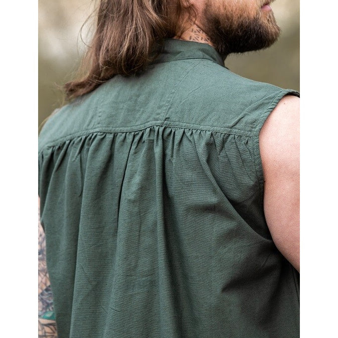 Image produit Chemise médiévale à col montant à lacets Louis sans manches vert