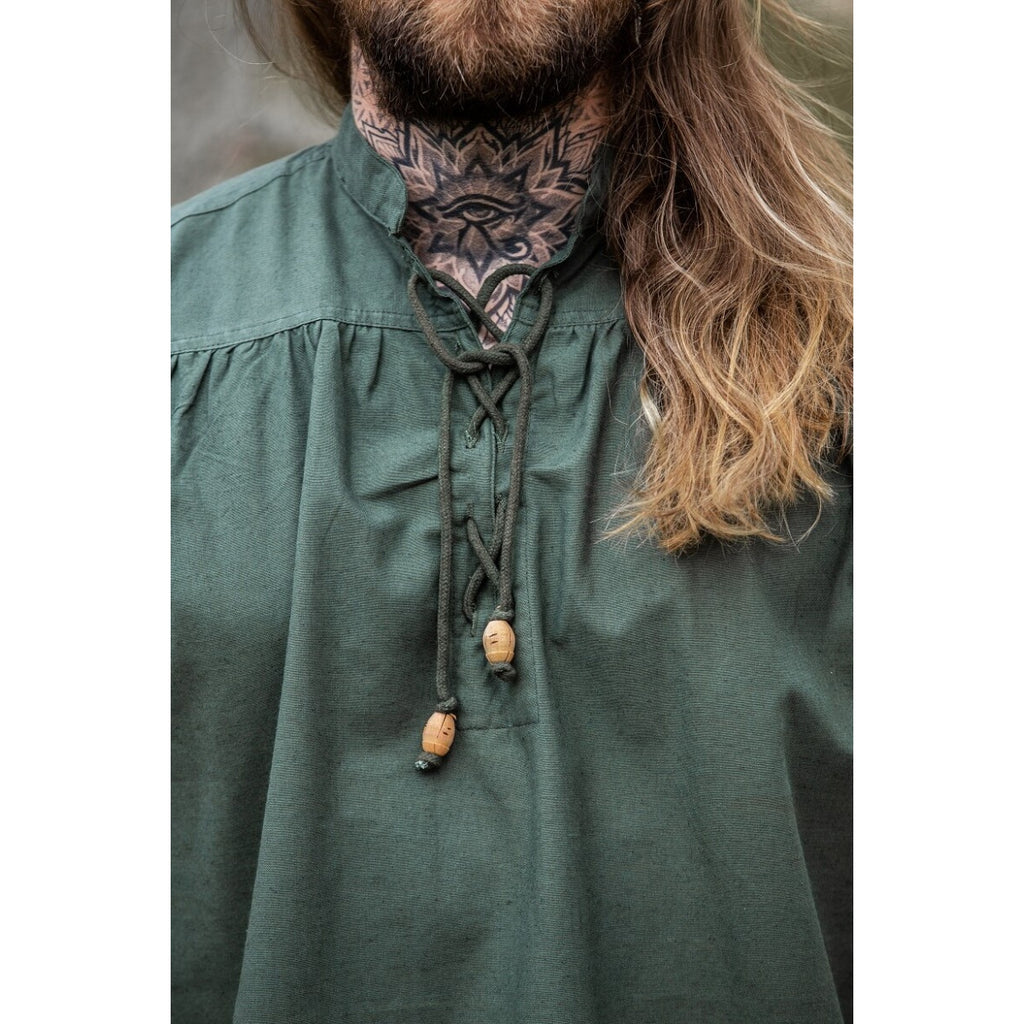 Image produit Chemise médiévale à col montant à lacets Louis sans manches vert