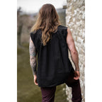 Image produit Chemise médiévale à col montant lacée Louis sans manches noire