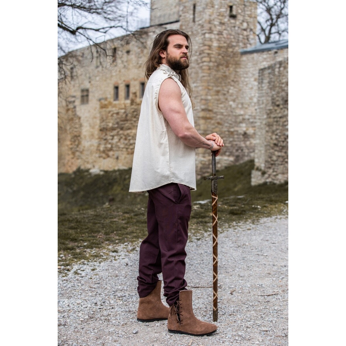 Image produit Chemise médiévale lacée Henn sans manches beige