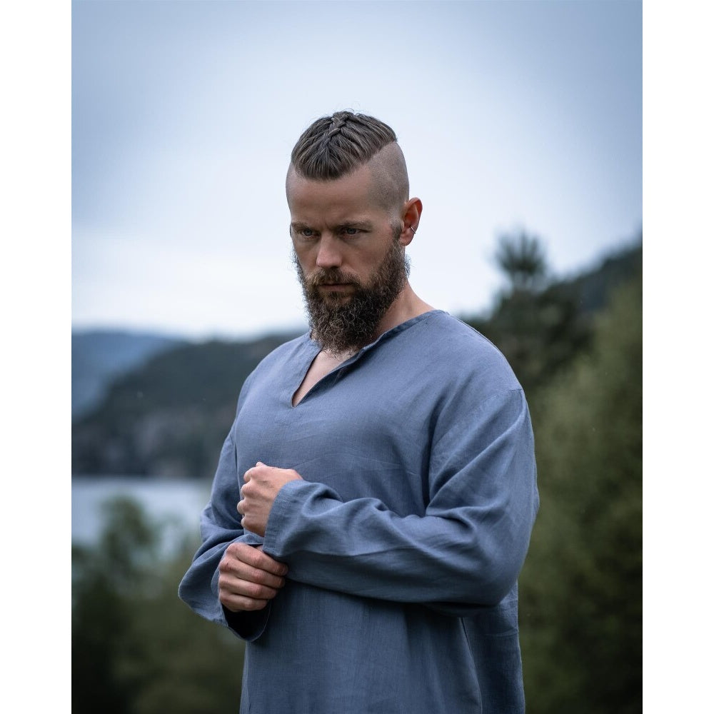 Image produit Tunique médiévale en lin Halvar bleu-gris