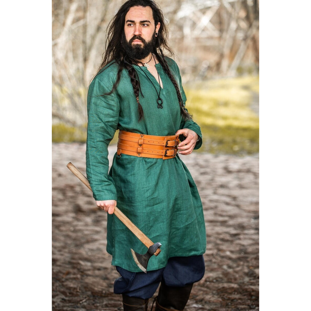 Image produit Tunique médiévale en lin Halvar vert