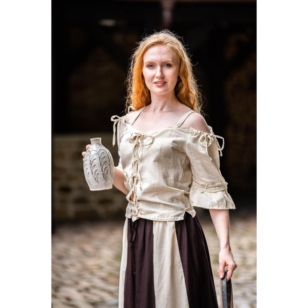 Image produit Blouse médiévale à bretelles Prina beige