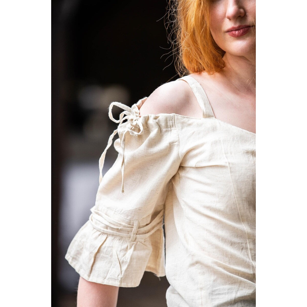 Image produit Blouse médiévale à bretelles Prina beige