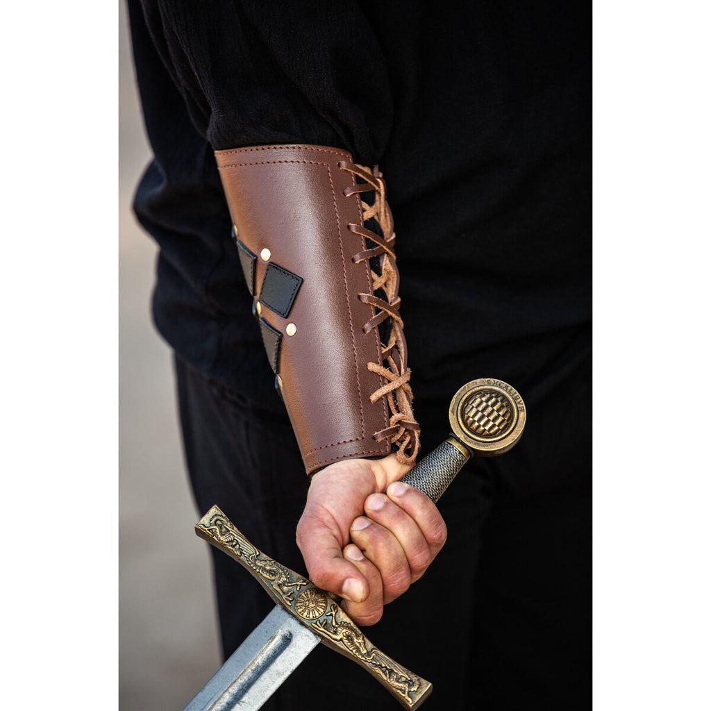 Image produit Brassard médiéval en cuir Orm marron-noir