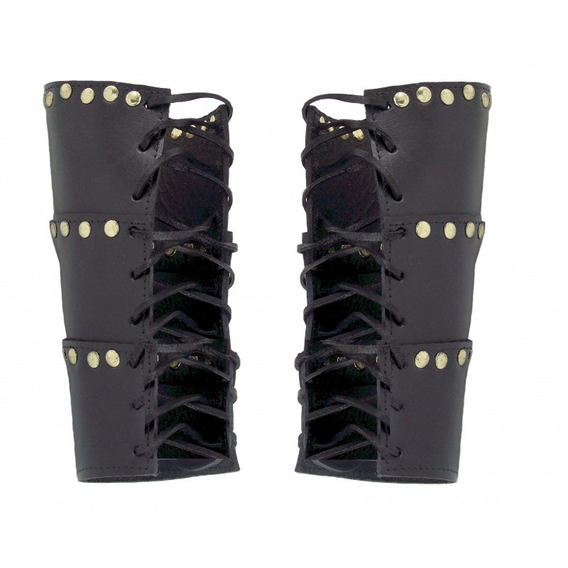 Image produit Bracelets de bras médiévaux en cuir avec rivets noirs
