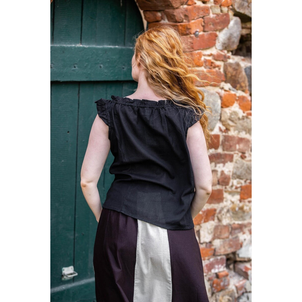 Image produit Blouse d’été médiévale Lotte à volants noir