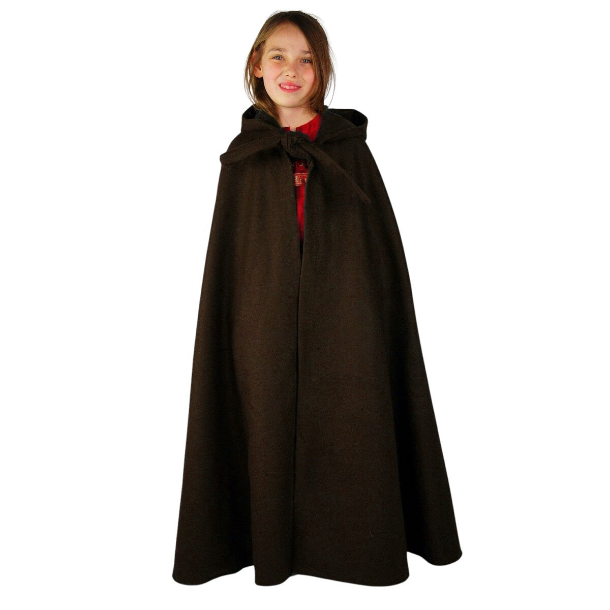 Image produit Cape médiévale en laine avec longue capuche pour enfants marron