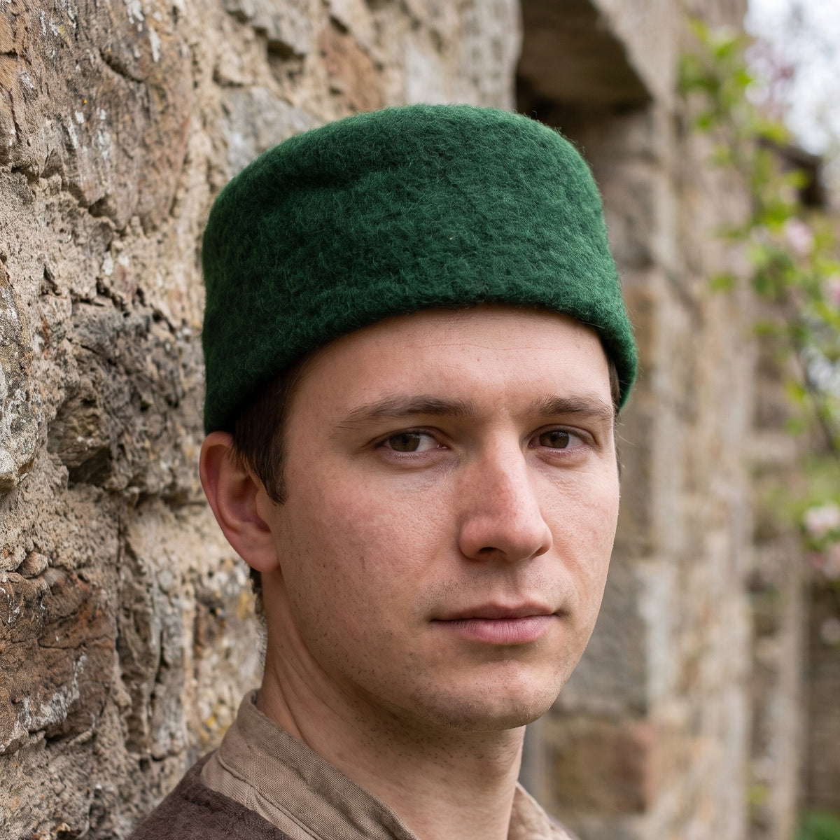 Image produit Casquette médiévale en feutre de laine Hans vert