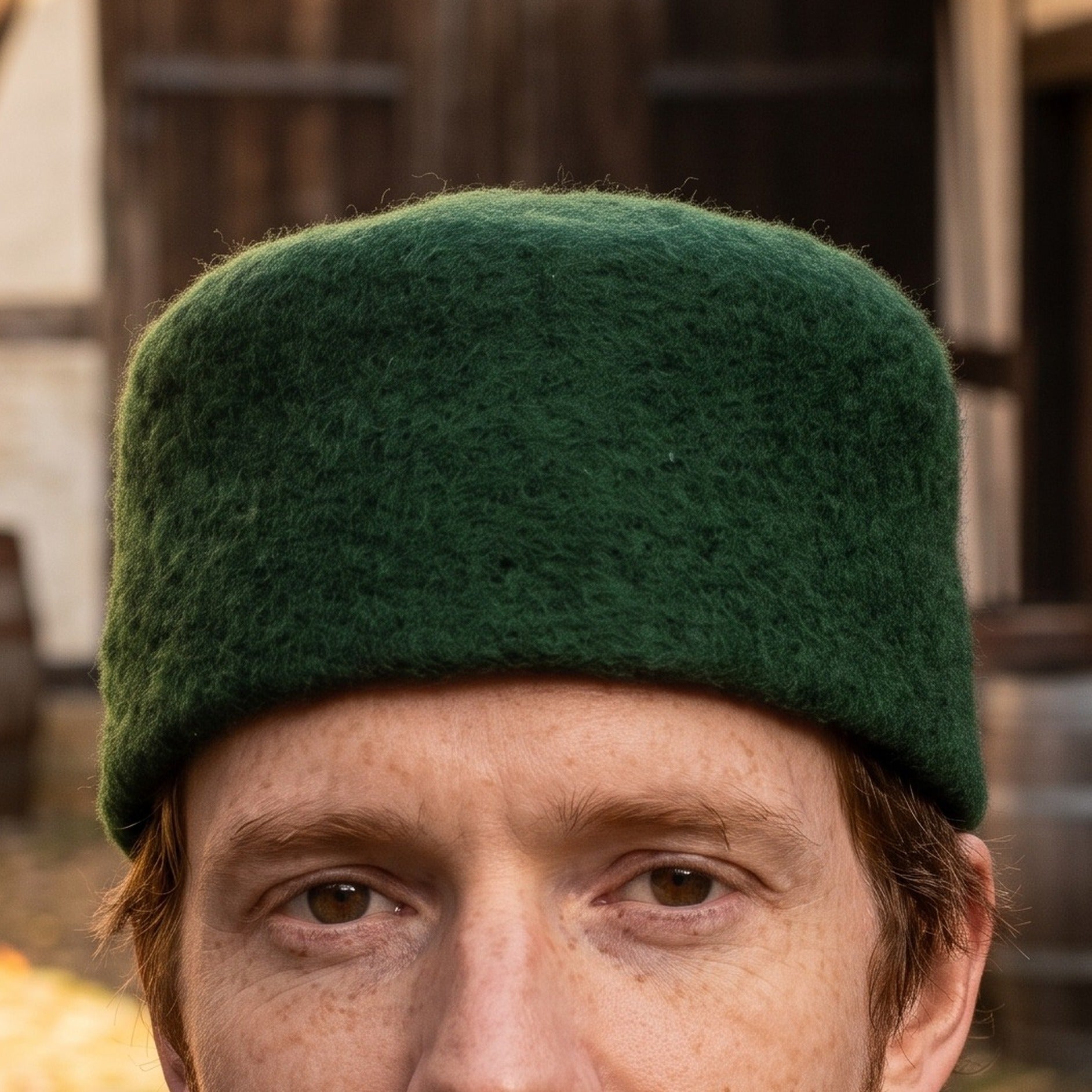Image produit Casquette médiévale en feutre de laine Hans vert