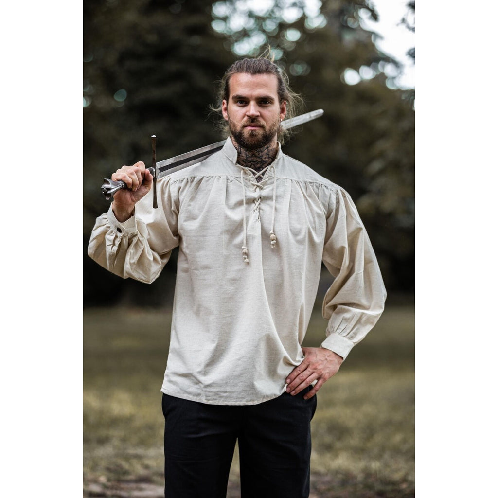 Product image Medieval Stand-Up Collar Lace-Up Shirt Bruno beige