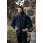 Product image Medieval Stand-Up Collar Lace-Up Shirt Georg blue mottled