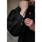 Image produit Chemise lacée médiévale à col officier Georg noir chiné