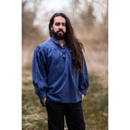 Product image Medieval Stand-Up Collar Lace-Up Shirt Friedrich blue