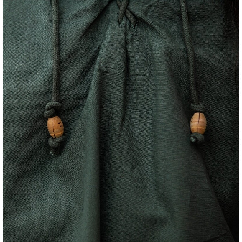 Image produit Chemise médiévale à col officier lacée Friedrich verte