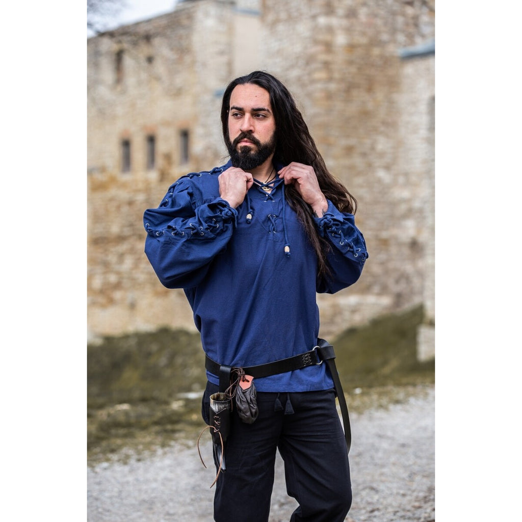Image produit Chemise médiévale à lacets avec œillets Adrian bleu