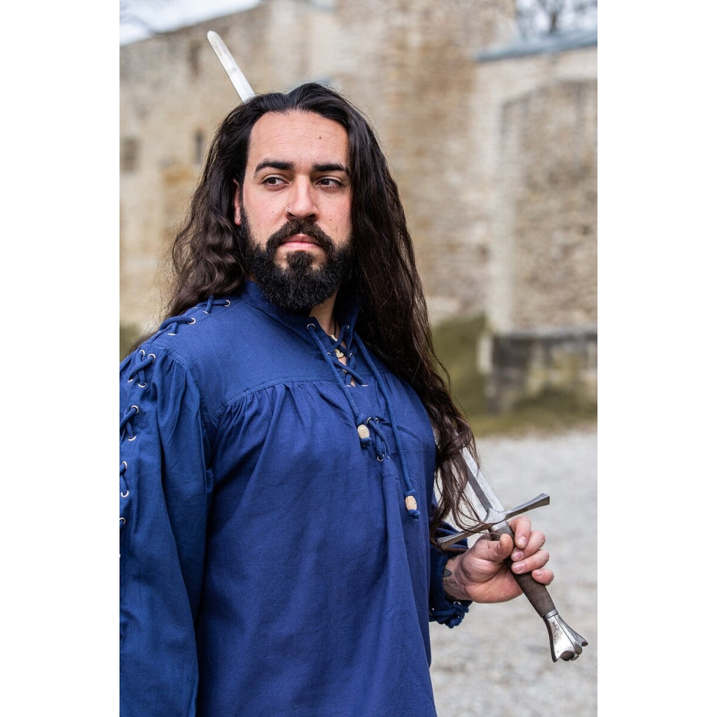 Image produit Chemise médiévale à lacets avec œillets Adrian bleu