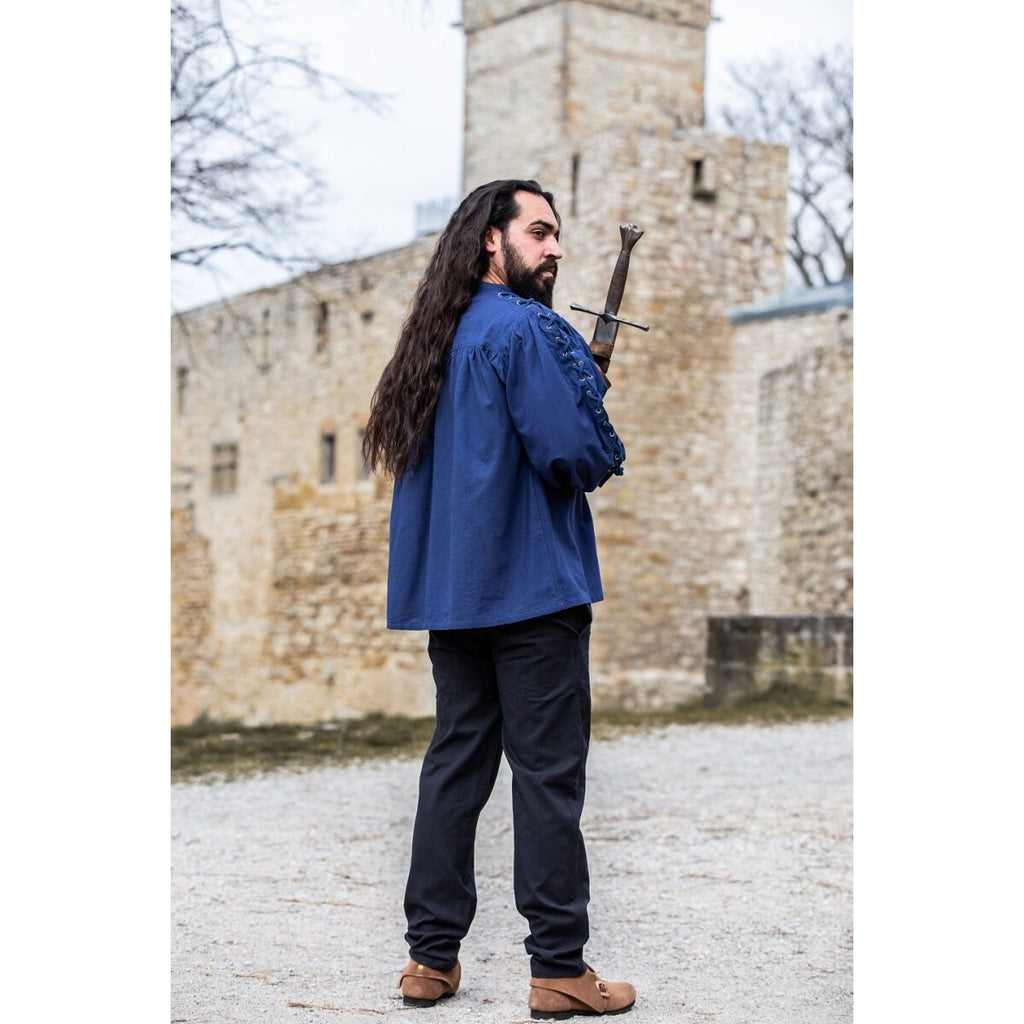 Image produit Chemise médiévale à lacets avec œillets Adrian bleu