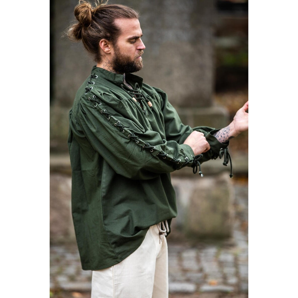 Image produit Chemise médiévale à lacets avec œillets Adrian vert