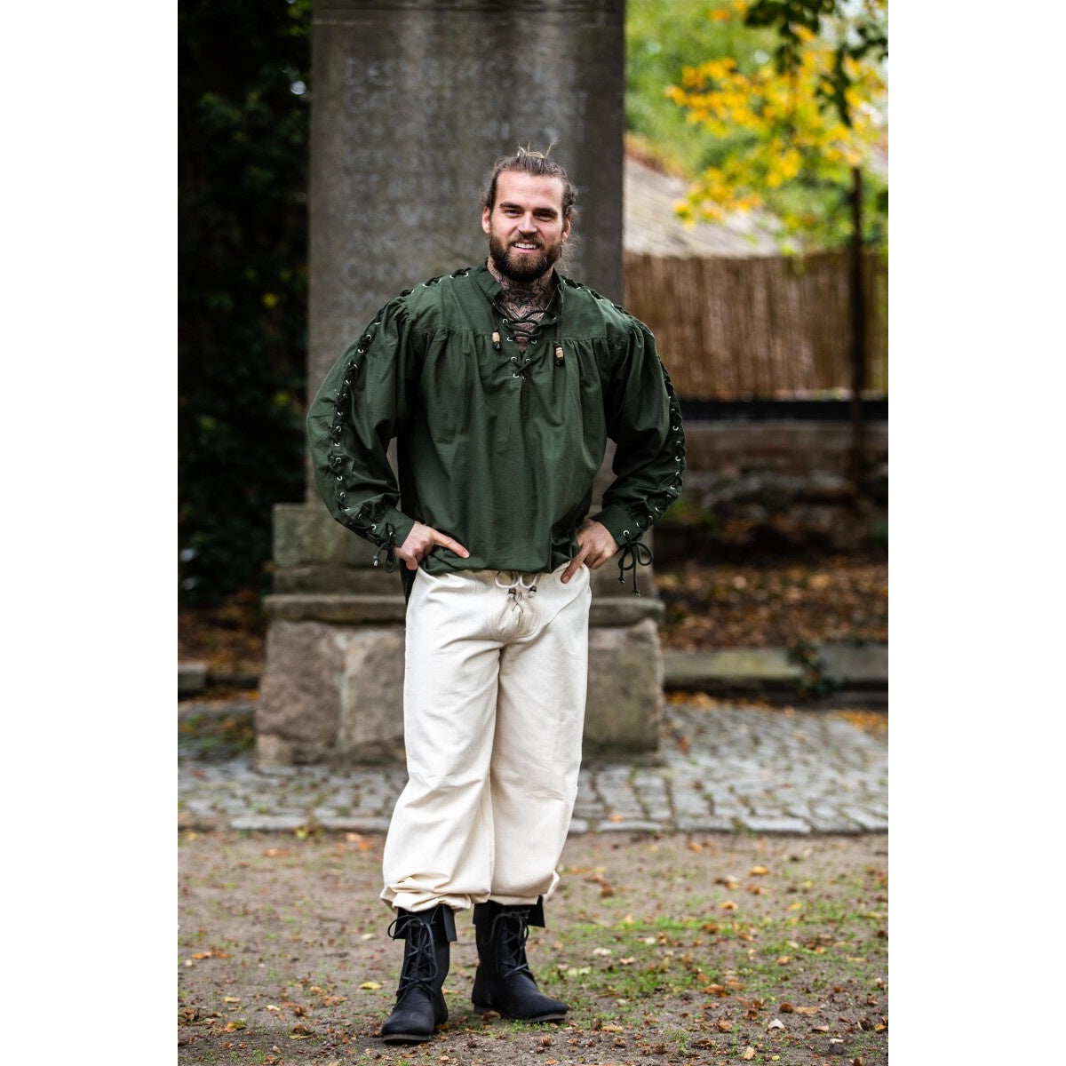 Image produit Chemise médiévale à lacets avec œillets Adrian vert