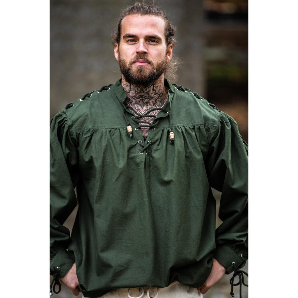 Image produit Chemise médiévale à lacets avec œillets Adrian vert