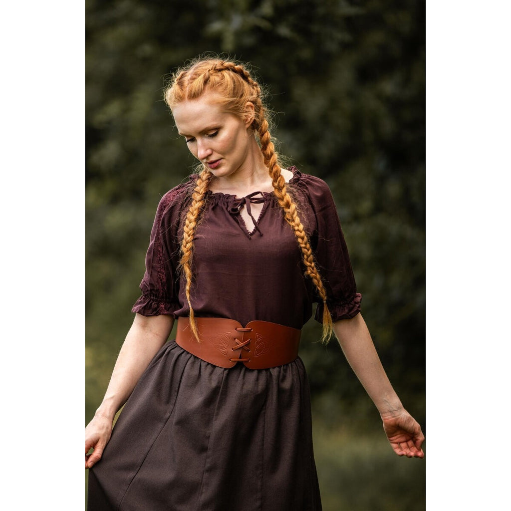 Image produit Blouse médiévale à manches courtes Sandra marron foncé