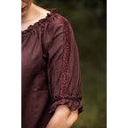 Image produit Blouse médiévale à manches courtes Sandra marron foncé