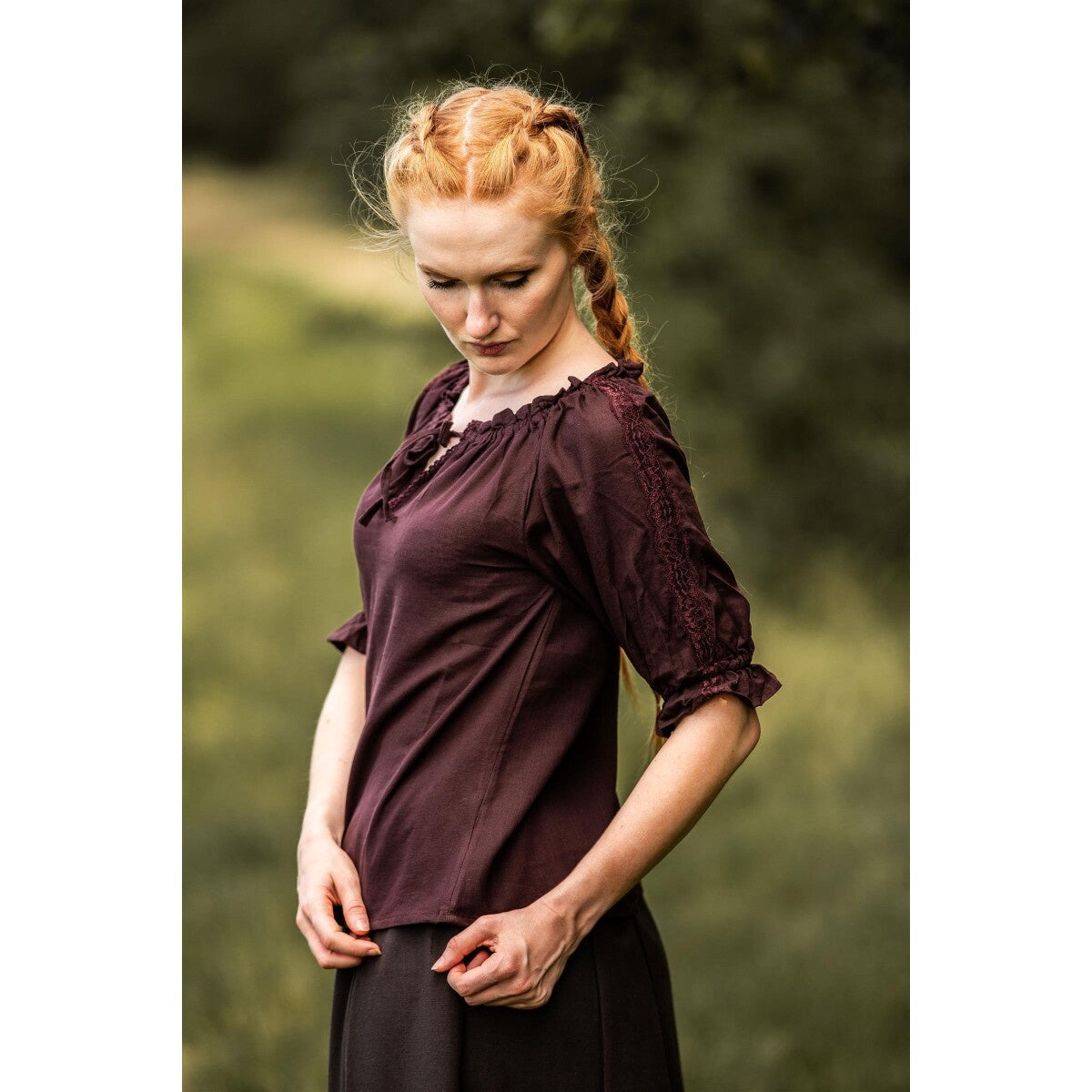 Image produit Blouse médiévale à manches courtes Sandra marron foncé