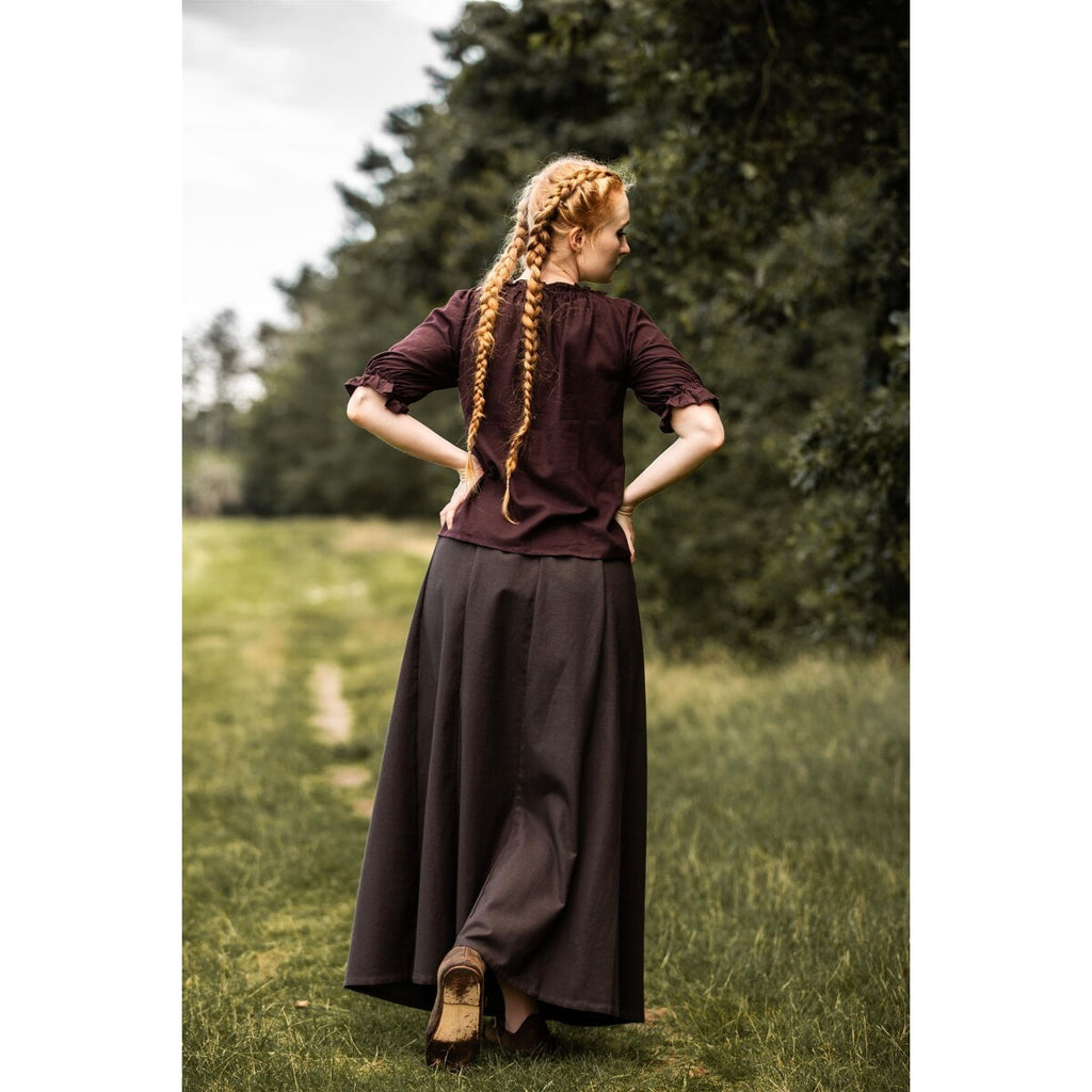 Image produit Blouse médiévale à manches courtes Sandra marron foncé