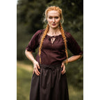 Image produit Blouse médiévale à manches courtes Sandra marron foncé