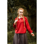 Image produit Blouse médiévale avec dentelle Bettina rouge