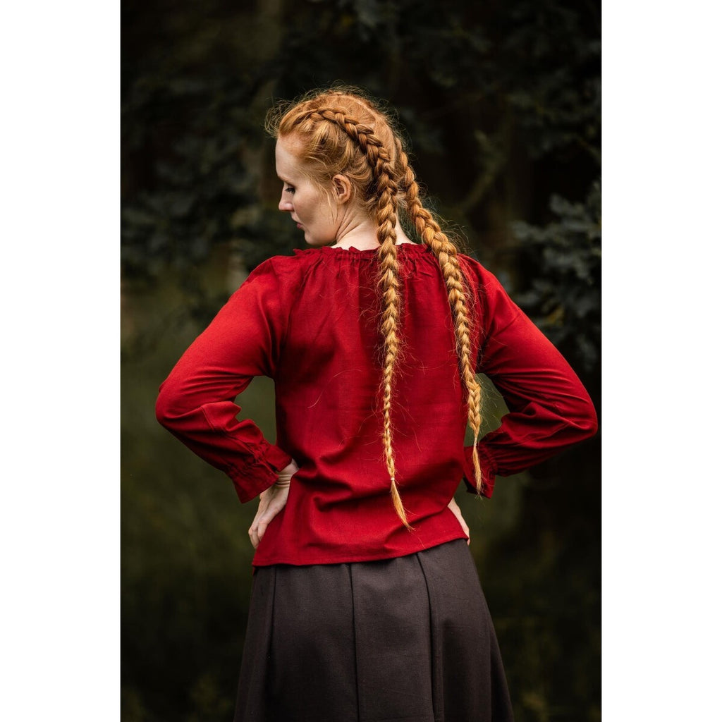 Image produit Blouse médiévale avec dentelle Bettina rouge