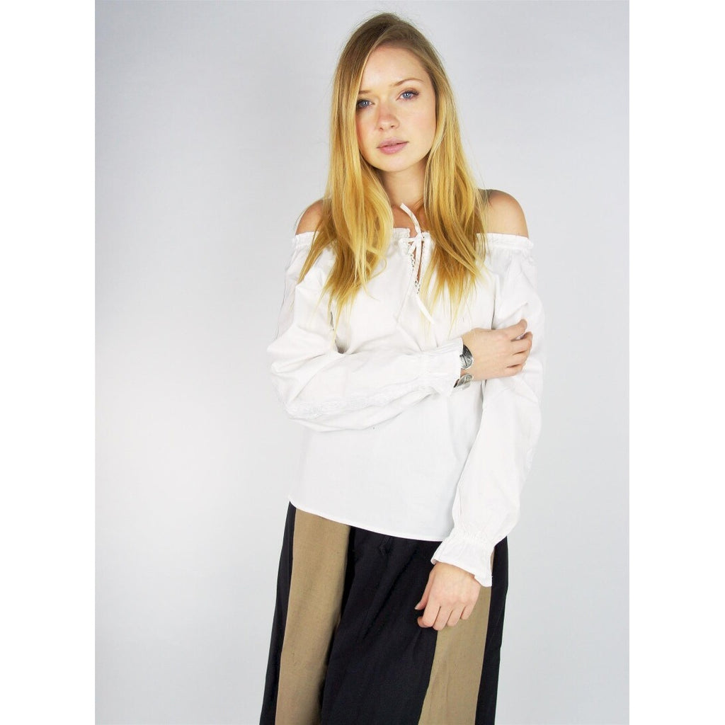 Image produit Blouse médiévale avec dentelle Bettina blanc